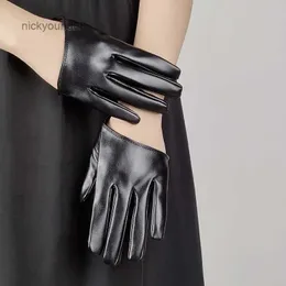 Fingerless Gloves Harajuku Dark Lolita Cool Girl Half Palm Punk Goth Photo Accessories Female Dance Nightclub Performance Pu Leather Gloves H73L231017