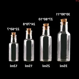 24pcs 12ml 15ml 25ml 35ml Small Glass Bottles with Cork Stopper Empty Spice Wish Jars Gift Crafts Vialsgood qty Cmeal