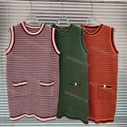 여름 여성 니트 드레스 디자이너 슬리빙 조끼 드레스 드레스 스웨터 고급 우아한 점퍼 스커트 3 Colors296U