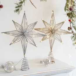 Other Festive Party Supplies Christmas Tree Toppers Star LED Light Lamps Home Decorations for Ornaments Year 2024 Festival 231017