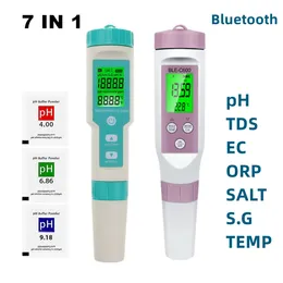 PH Meters Blue-tooth Digital 7 in 1 pH Meter PH/TDS/EC/ORP/Salinity /SG/TEMP Meter Water Quality Monitor Tester Drinking Water Aquariums 231017
