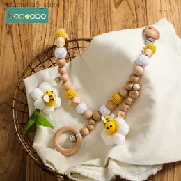 Mobiles# Baby Cart Chain Cartoon Bee Pendant Crochet Beads Crib Mobile Stroller Rattle Wooden Toys Baby Gym TeethingToy Gift for Newborn Q231017