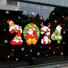 Wall Stickers 2024 Year Christmas Window Merry Decoration For Home Xmas Party Decals Navidad Gifts Decor Noel 231017