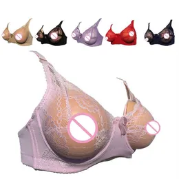Sutiã de bolso de peito falso cosplay transgênero peitos falsos sutiã de renda para crossdresser mastectomia sutiã roupa interior 201202294o