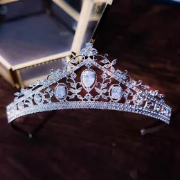 Autothings Hårklipp Barrettes Luxury Crystal Bridal Tiaras Queen Princess Crowns Women Baroque Pageant Diadem Rhinestone Jewel1777