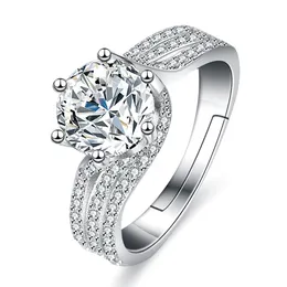 Anéis de noivado de moissanite 3ct de prata esterlina 925 para mulheres amor anel de banda da eternidade ajustável anel de coração aberto para meninas ela