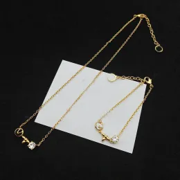 Collana e bracciale di design per gioielli unisex Lettera Bracciale Ciondolo a catena in oro Collane con fiori di diamanti G23101713Z-6