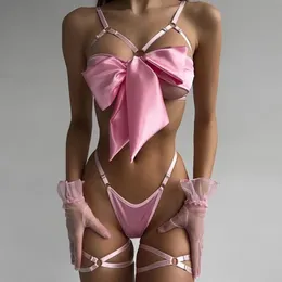 Sexig uppsättning underkläder Guangdong Girly Solid Bow Exotic Set Sexyporn Body Women Favorit 231017