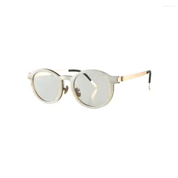 Occhiali da sole leggeri in titanio metallo ovale rotondo bicolore diverso sottile corno naturale laminato occhiali da lettura montatura per occhiali