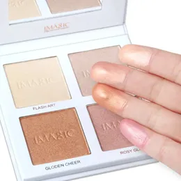 Bronzers Highlighters 4 ألوان الوجه 3D تمييز مسحوق المسحوق اللوحة الملساء ماء مقاوم للماء أشرقة مكياج Maquiagem الملمس 231016