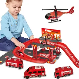 Aircraft Modle Children S Track Parking Toys Multi -Pondy Cur Building Dinozaur Straż Pożarna 231017