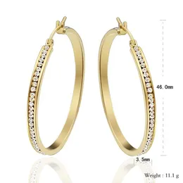 Titanium Steel Crystal Diamante Gold Earrings Fashion Joyas Big Earring For Women Jewelry245S