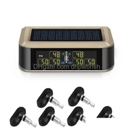 6 개의 외부/내부 센서가 장착 된 Solar Bus RV 트럭 TPMS 무선 타이어 압력 모니터링 시스템 MAX 130 PSI-1 드롭 배달