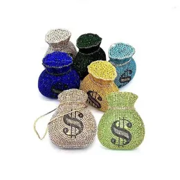 Borse da sera EST Designer di lusso per le donne Party Designer Divertente ricco di dollari con pochette di cristallo Portamonete Borsa per soldi