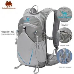 Açık çantalar altın deve 12l dağcılık sırt çantası su geçirmez ultralight tırmanma çantası erkekler için sırt çantaları kamp yürüyüş bisiklet okulu 231017