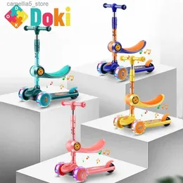 Bisiklet sürüş çocukları kick scooter katlanır kaykay çocuklar ayarlanabilir yükseklik yanıp sönen ışık 3 tekerlekler ayak scooter erkek kız scooter hediyeler q231017