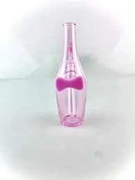 handmade sake bottle pink colored , add a pink bow with a downstem a banger and a bubble cap