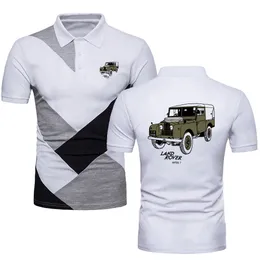 Polo Camisas Homens Camisetas Land Cars Rover 90 Series Top Tees Militar Exército Carro Manga Curta Jersey Contraste Cor Polo