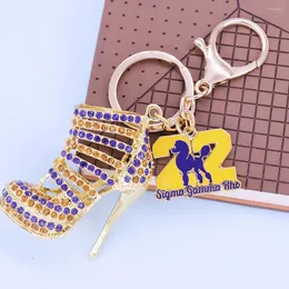 Keychains bling diamod Pretty Poodle Sigma Gamma Rho Lady High Heel Shoe Sorority Key Chain for Bag