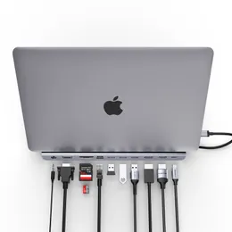 Stacja dokująca USB C z 100W PD, 4K HDMI/Displayport, VGA, Ethernet, Card Reader, USB 3.0/2.0aux adapter dla MacBook Pro, Nowy Mac Air/Surface/Surface/Surface/Parał, więcej, więcej