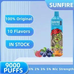 Original Disposable Vape Pen Sunfire 9000 10000 12000 Puffs 600mAh Battery 18ml Eliquid 20mg 50mg Tornado Vape Pen Monster Design Blueberry Raspberry Grape Flavor