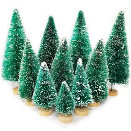 Decorazioni natalizie 5 pezzi mini alberi in plastica albero artificiale ornamento inverno neve da tavolo decorazione artigianale fai da te 231017