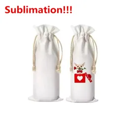 NEW Sublimation Blanks Wedding Wine Bottle Gift Bags Canvas Wine Bag With Drawstring For Halloween Christmas Decoration 2024