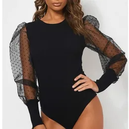 حللا للنساء رومب برومز مثير شفافة شبكية طويلة الأكمام bodysuit bodycon phemsuit romper leotard tops بلوزة playsuit أسود w268q