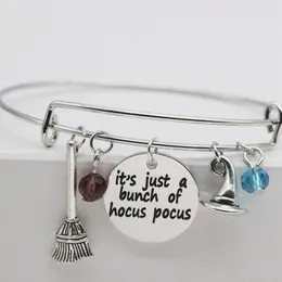 10pcs lot It's Just A Bunch of Hocus Pocus Charm pendant Bangle Hocus Pocus Inspired Halloween bracelet2454