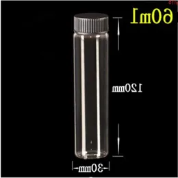 30*120*21mm 60ml Glass Bottles With Plastic Screw Cap Transparent Empty Gift Jars Black Lid 24pcs good qty Obdaw