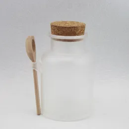12 x 500 ml pusta butelka do kąpieli drewniana korek, pojemnik na kosmetykę w proszku i łyżka VCSHB