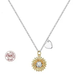 Pendant Necklaces 925 Sterling Silver Sunflower Necklace for Women K Gold Moissanit Female Chain Bijouterie Choker Luxury Brand Jewelry 231017