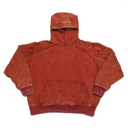 Herrtröjor Autumn Winter Product enkel tung bomullstvätt dekonstruerad silhuett skadad gammal amerikansk vintage tröja hoodie