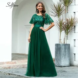 Neue Herbst Dekoration Kleid Elegante A-Linie O Hals Flare Hülse Pailletten Lange Formale Party Kleider Für Frauen Plus Größe herbst 2020 T2261V