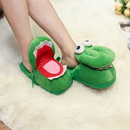 Cross border popular funny crocodile slippers walking with open mouth small crocodile toy slipper indoor anti slip cotton slippers at home