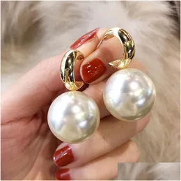 Charm Fashion 12Pair Korean Oversized Pearl Drop Charms Earrings For Women Bohemian Round Wedding Jewelry Jewelry Earrings Dh2Aw