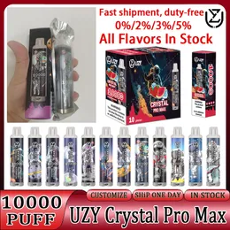Oryginalny Crystal Pro Max Puff 10000 Dostosowany Vape Desechable Vapes Vaper Puff 10K 10000 Uzy Pod e ładowalny akumulator 650 ml 16 ml papierosy vs Elux Legend Bar