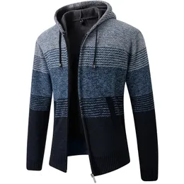 Jaquetas masculinas com capuz camisola jaqueta outono inverno quente cashmere casual lã zíper fino ajuste velo masculino casaco malhas 231016