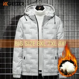 Erkekler Aşağı Parkas Kış Ceketleri Hoodie Windbreak Plus Boyut 6xl 7xl 8xl Büyük Boy Siyah Sıcak Katlar Gevşek Erkek Fermuar Su Geçirmez Yastıklı 231016