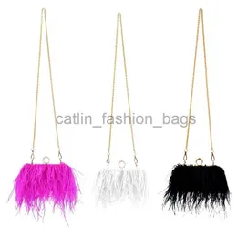 Cross Body Luxury Ostrich Feather Bag Wedding Handbag Purse Female Elegant Party Chain Crossbody Shoulder Bagcatlin_fashion_bags