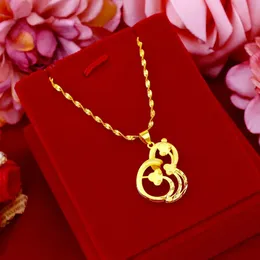 Pendant Necklaces Pure 14 K Gold Color Necklace for Women Wedding Engagement Bijoux Charms Waterwave Clavicle Chain Jewelry Birthday Gifts 231017