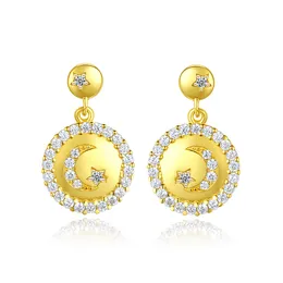 Korean Star Moon s925 Silver Dangle Earrings Women 3A Zircon Plated 18k Gold Luxury Earrings Jewelry for Women Wedding Party Valentine's Day Anniversary Gift SPC