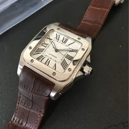 Top Quality Man Watch Casual klockor för manlig automatisk rörelse Rostfritt stål 40mm Watchcase Leather Strap Wristwatch 064-2