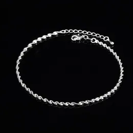 Fashion Ed Weave Chain for Women anklet 925 Sterling Silver Anklets Bracelet for Women Foot Jewelry anklet on Foot 2105072581