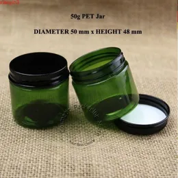 100 st/Lot Plastic 50g Pet Cream Jar Refillable Bottle 50ml Women Cosmetic Container 5/3oz Förpackning med aluminium Caphigh Qty NBGXC OAELS