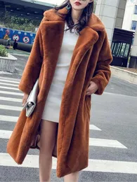 Pelliccia da donna Lanmrem Casualmente Coat Fucice per donne a maniche lunghe con intaglio solido con maniche lunghe a medio lunghezza 2023 inverno 21026