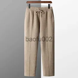 Mäns byxor 100% Pure Wool Men's Wool Pants 2023 Autumn Winter Thicked Sticked Long Pants Slim Montering Solid Color Warm Flat Corner Pants J231017