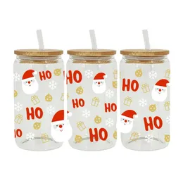 DHL Ship 16oz Sublimation Glass Mugs 50pcs/Carton Reusable Can Shaped Glass Tumblers with Bamboo Lid US CA Stock 0413