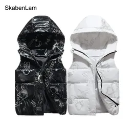 Waistcoat Children's Vest for Boy Girl With Hood Outerwear Kids Space Printed Glow Up Coat Sleeveless Down Jacket Family Winter Waistcoat 231016