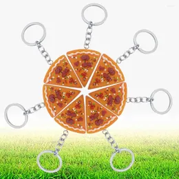 مفاتيح مفاتيح 12 PCS Simulation Food Keyrings Pizza Resin Pendants Bag Bag Bag for Girls Boys (Orange)